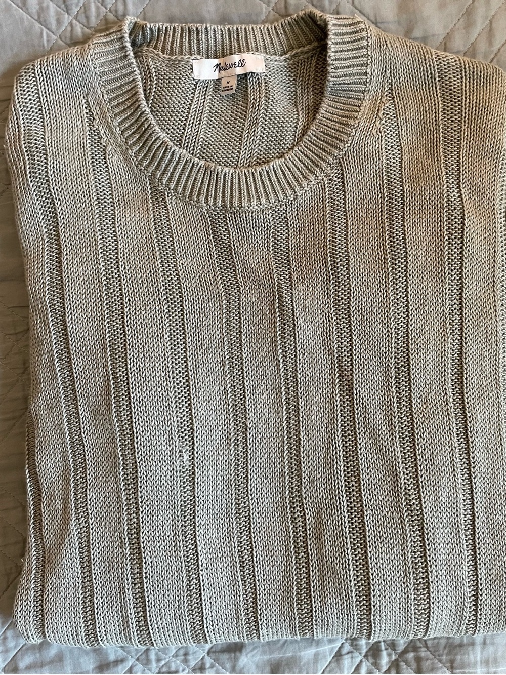 Madewell Crewneck Sweater in DuneRib Linen in Light Sage Size M $138 0A063 - Picture 7 of 10